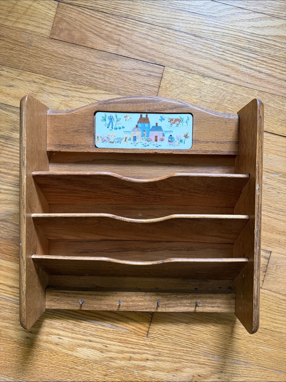 Heartland Wood Wall Mail Organizer with Hooks